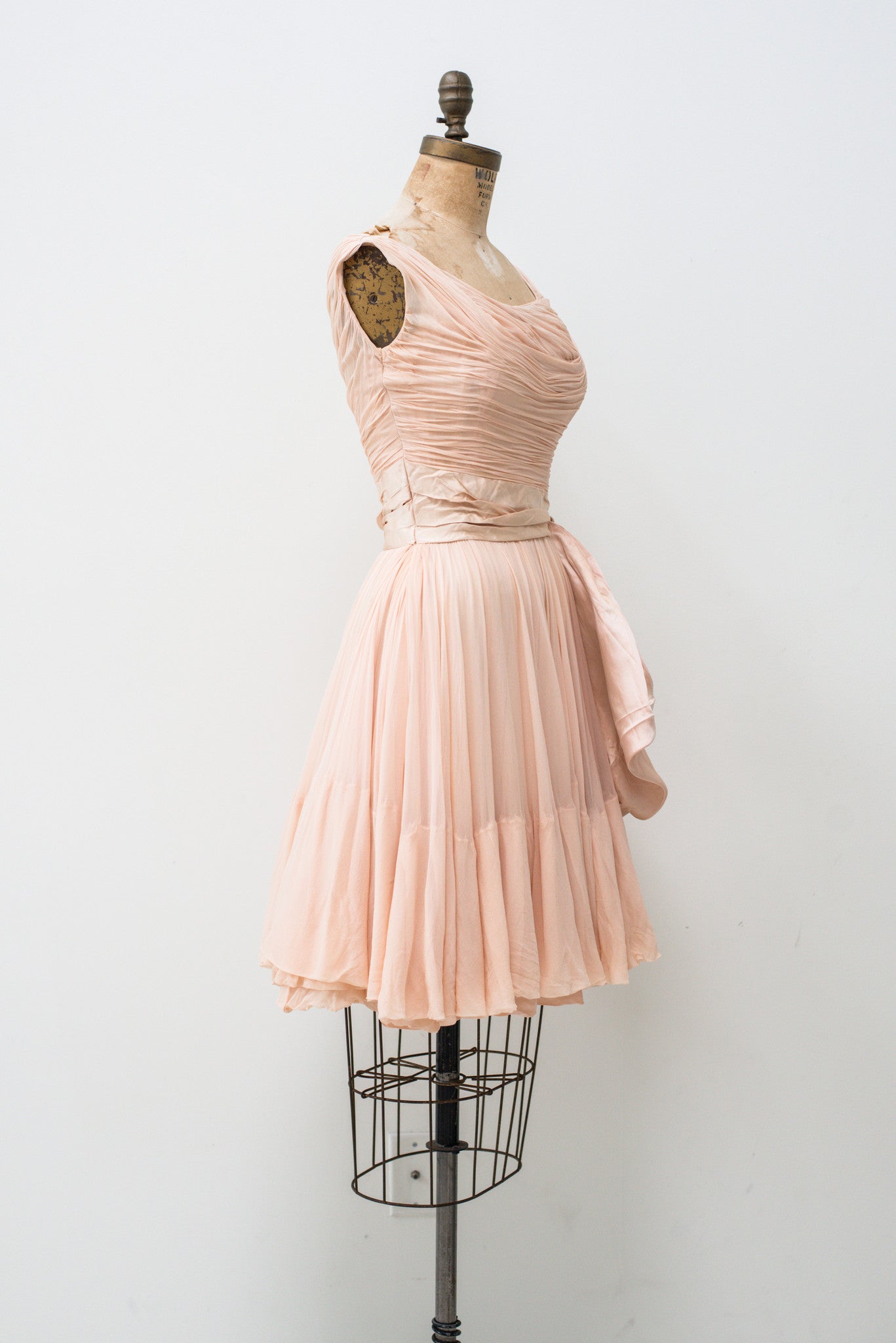 1950s Ceil Chapman Rose Pink Silk Chiffon Dress - XS | G O S S A M E R