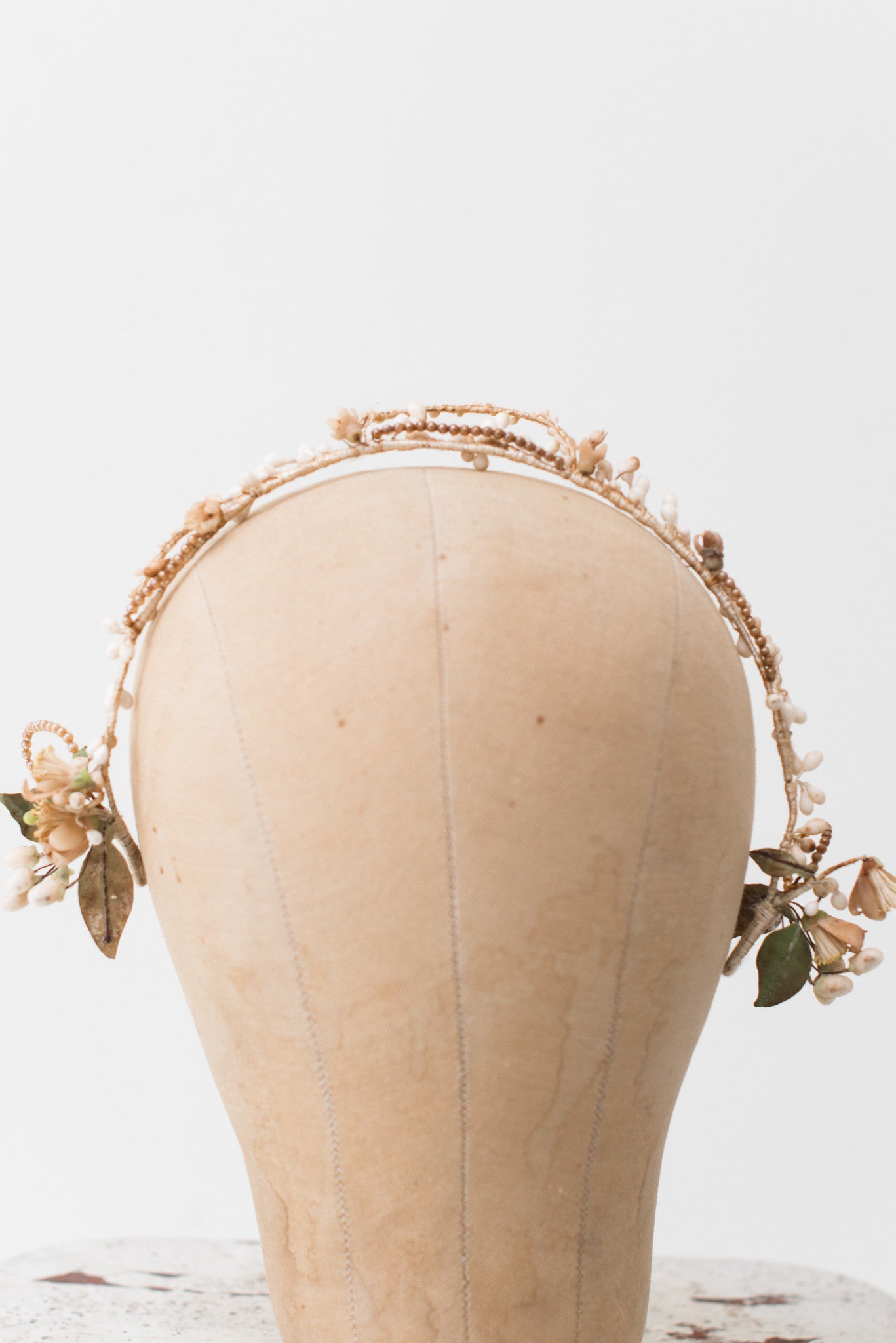 1920s Wax with Pearl Beads Tiara  - One Size