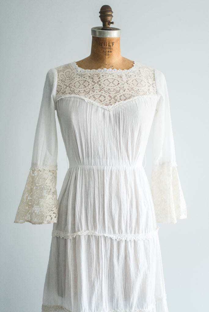 1970s Cotton Gauze Dress - S | G O S S A M E R