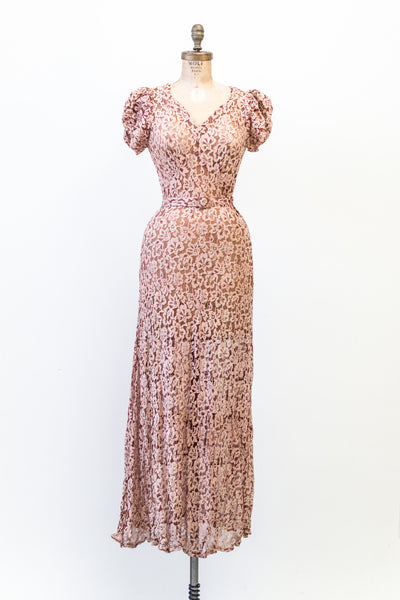 1930s Burgundy Lace Gown - XS/S | G O S S A M E R