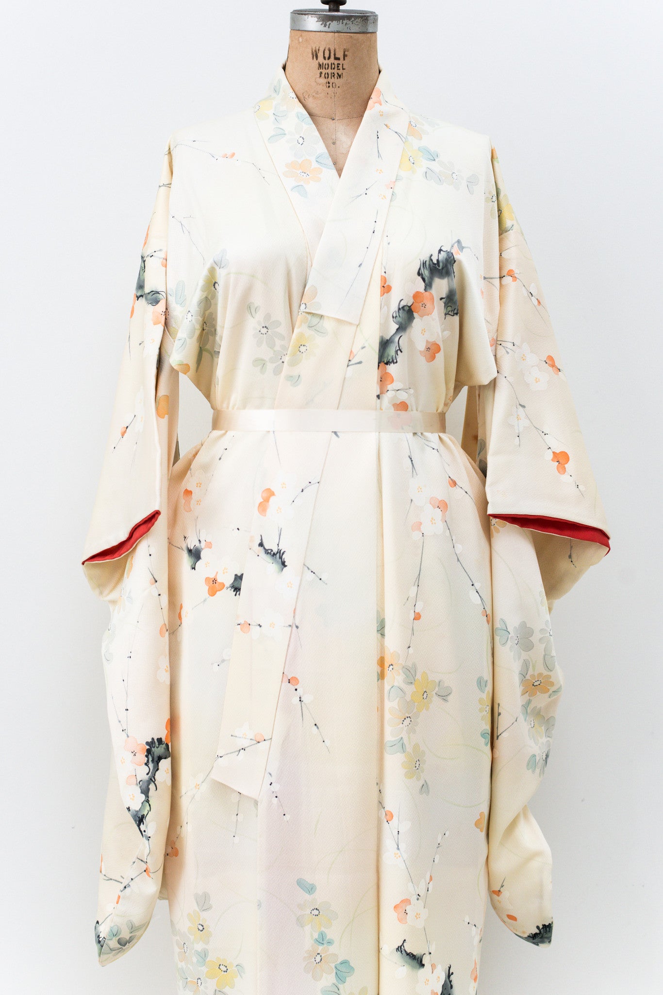 Vintage Pastel Plum Blossoms Silk Kimono - One Size | G O S S A M E R