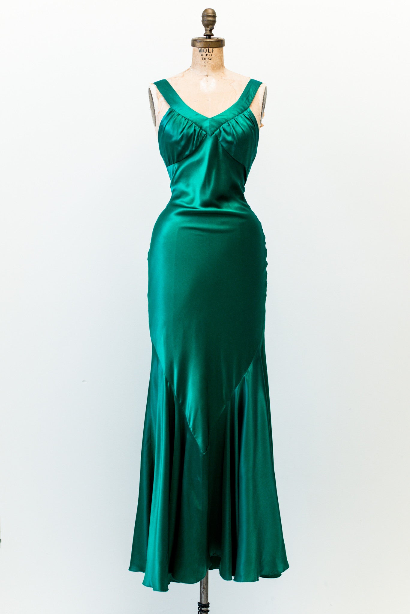 emerald silk gown