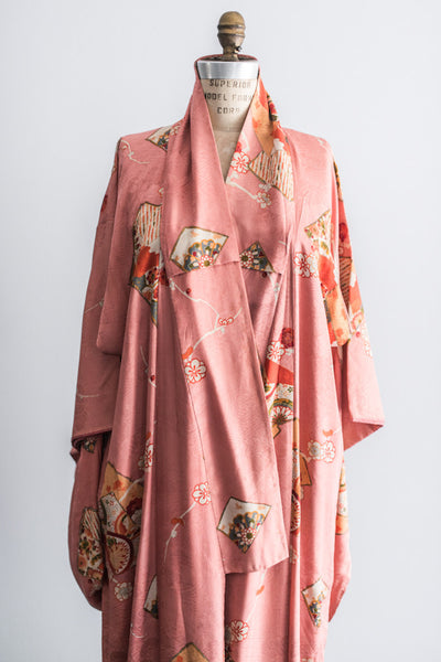 [SOLD] Vintage Dusty Rose Brocade Silk Kimono Dressing Robe | G O S S A ...