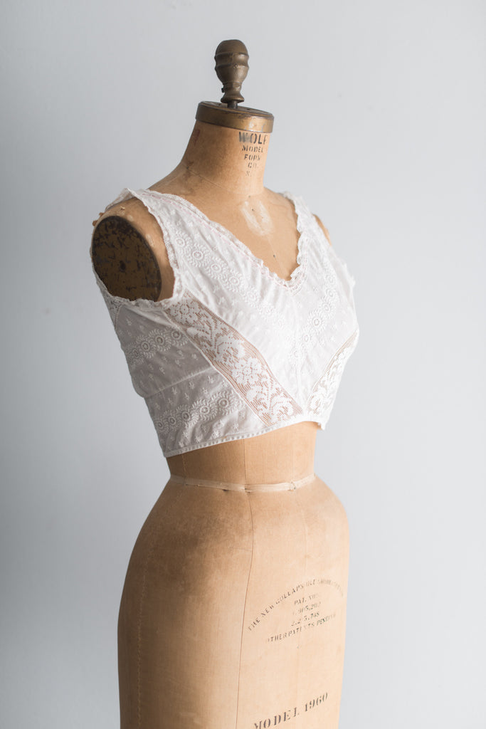 Edwardian Embroidered Cotton Camisole - XS/S | G O S S A M E R