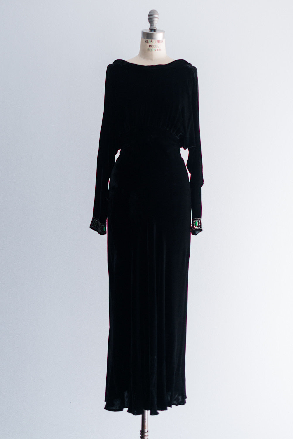 1930s Silk Velvet Dolman Sleeve Gown - S | G O S S A M E R