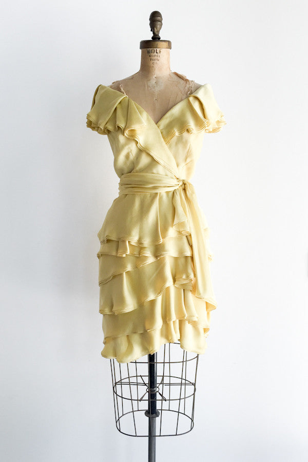 silk ruffle dress