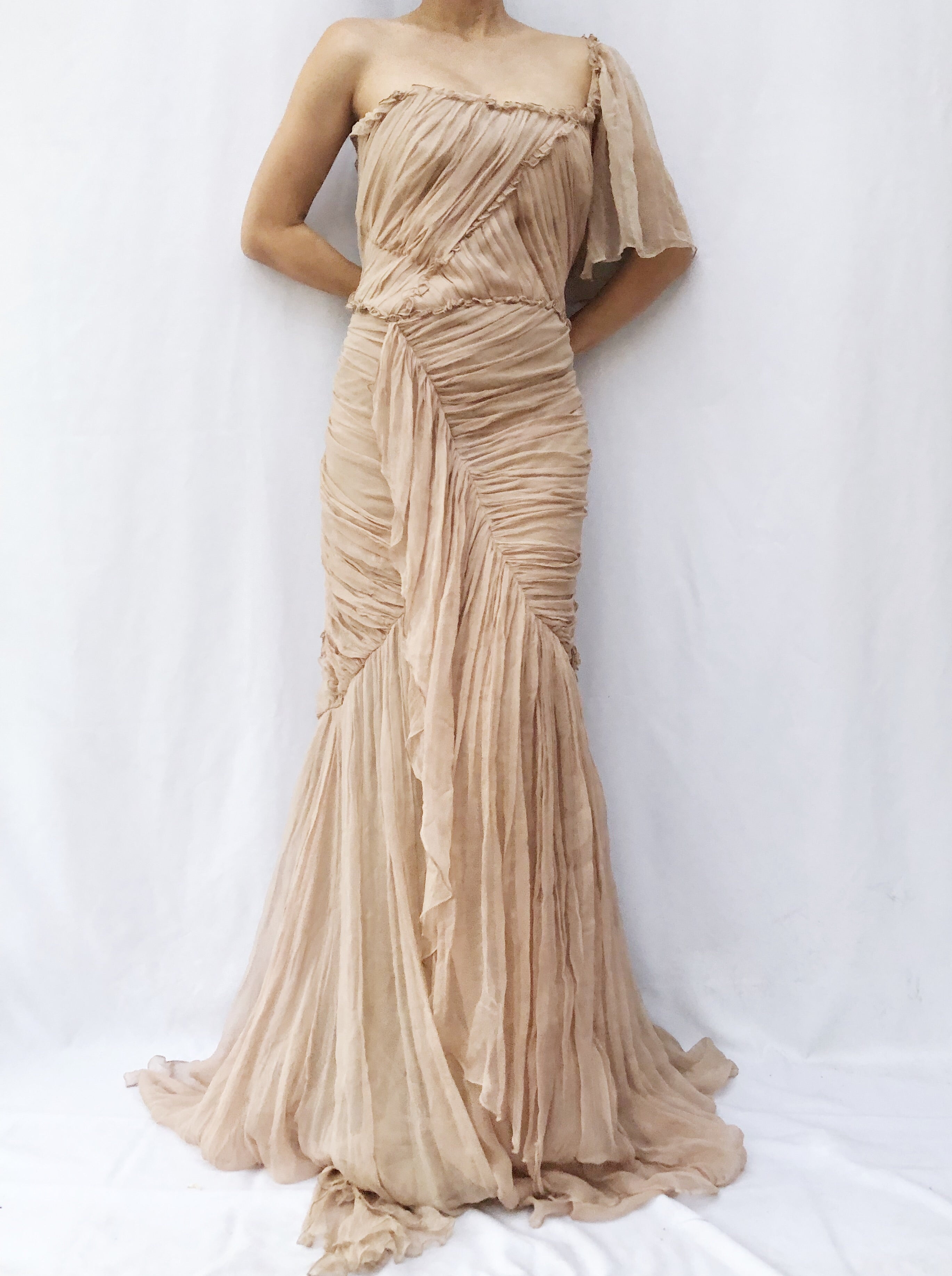 Vintage Alberta Ferretti Silk Draped Gown - S/M