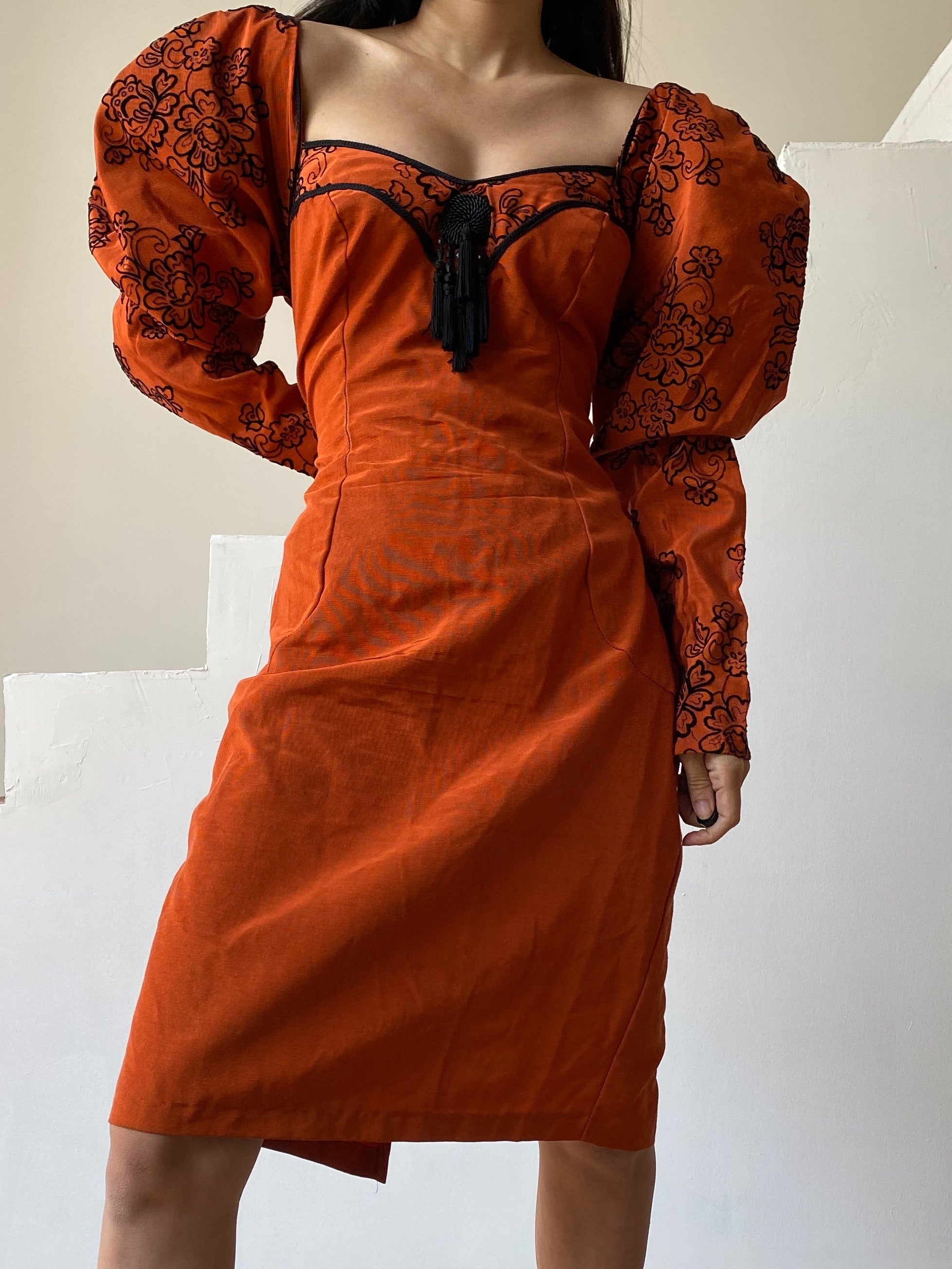 rust colored dress