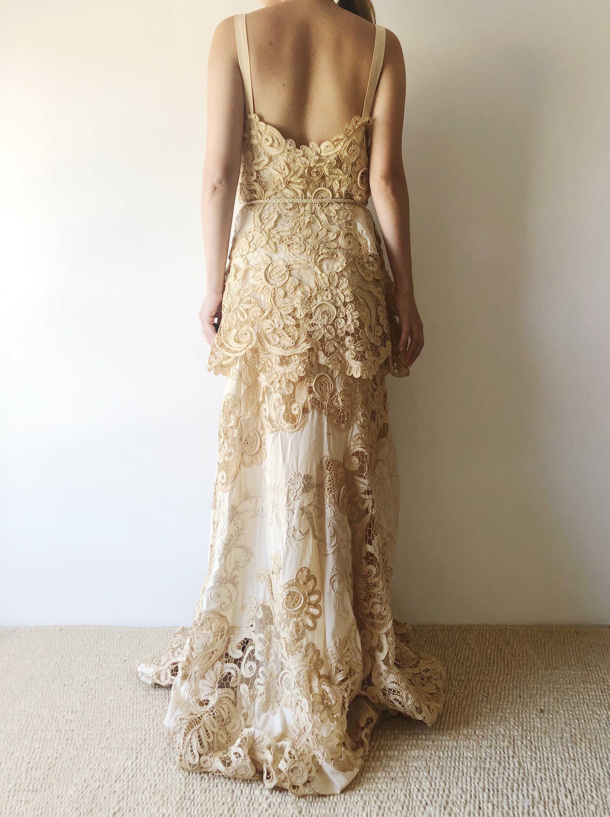 silk embroidered gown