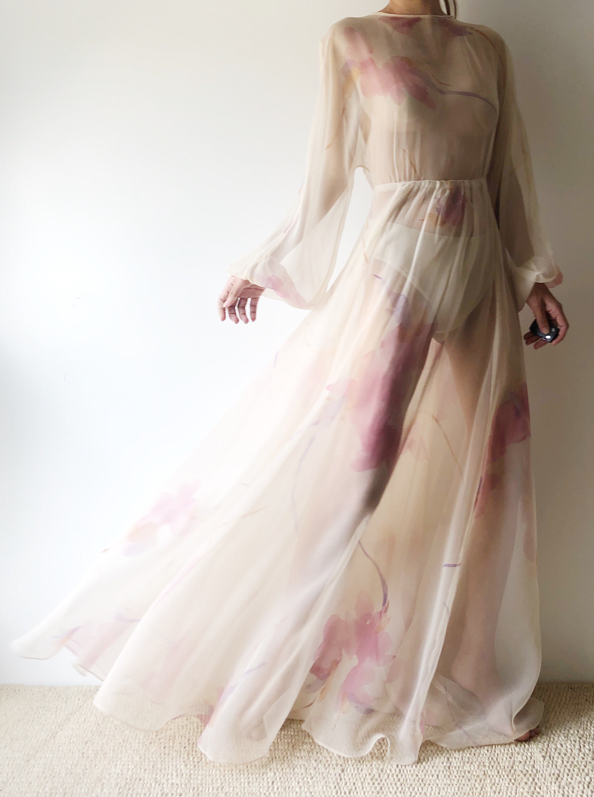 watercolor chiffon dress