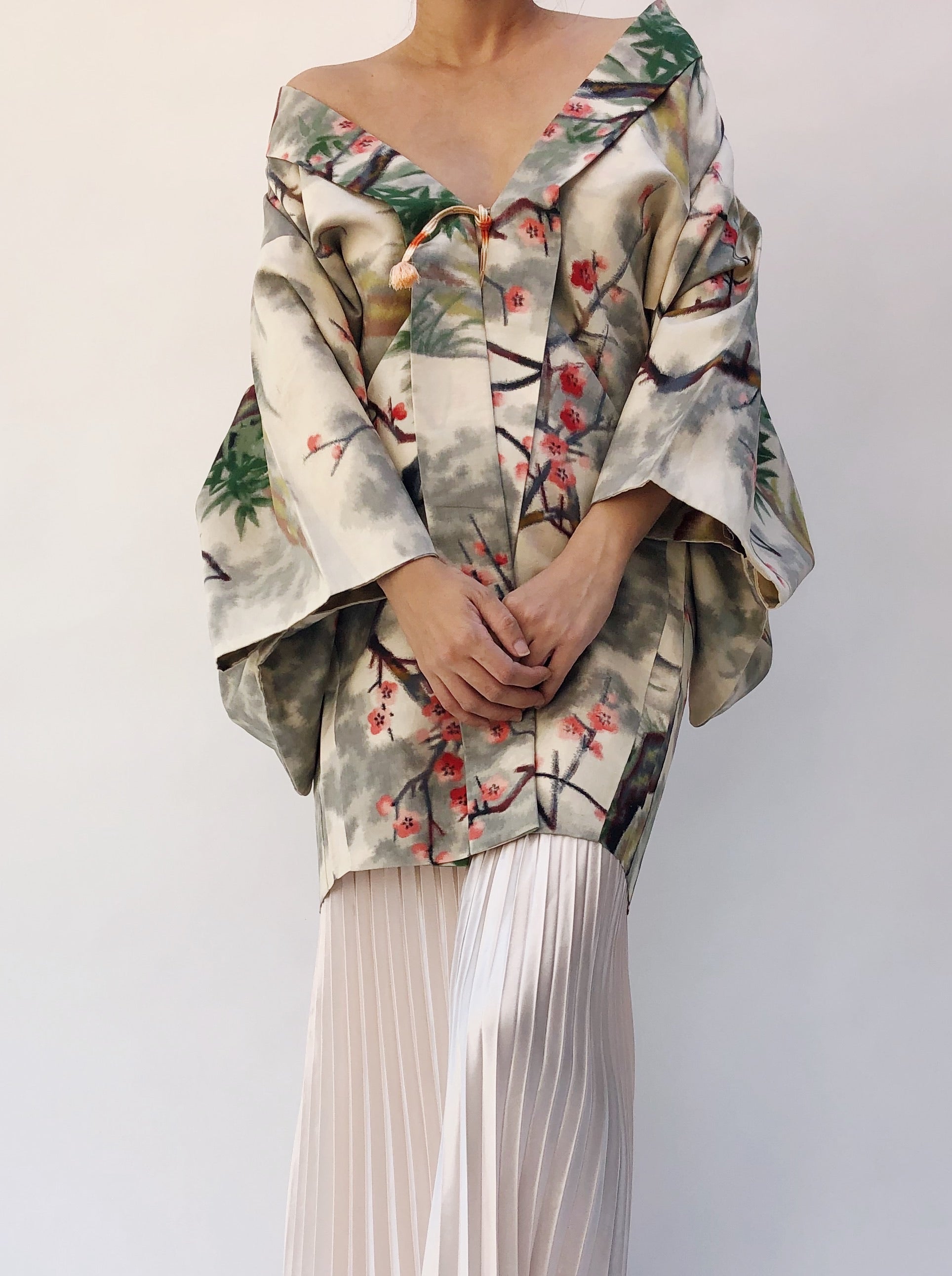 short silk kimono jacket