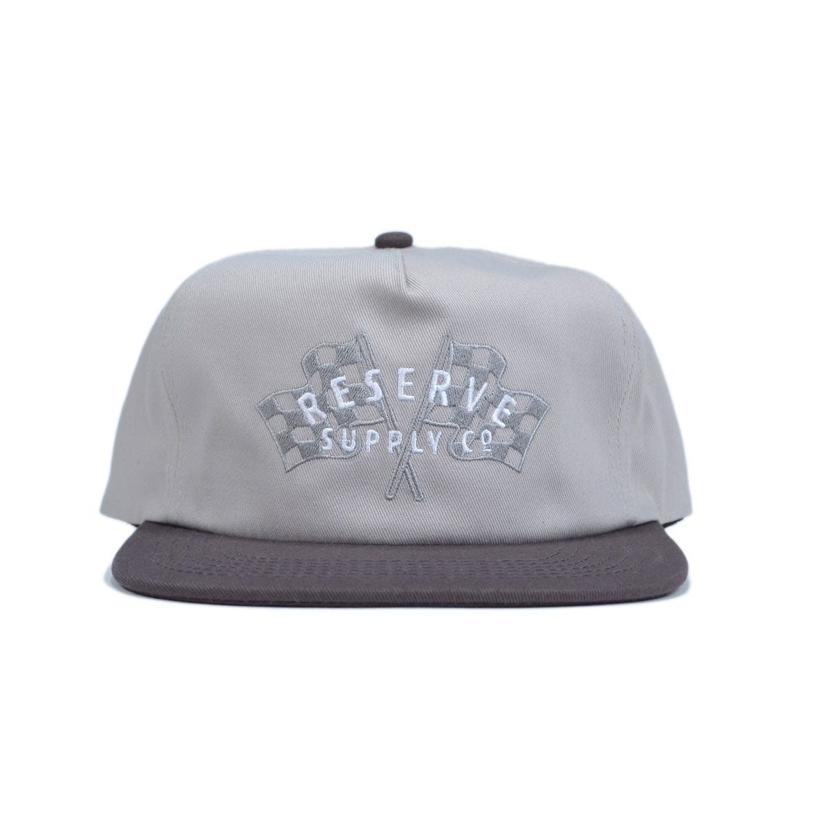 CHECKER FLAG 5-PANEL HAT - LIGHT GREY/CHARCOAL