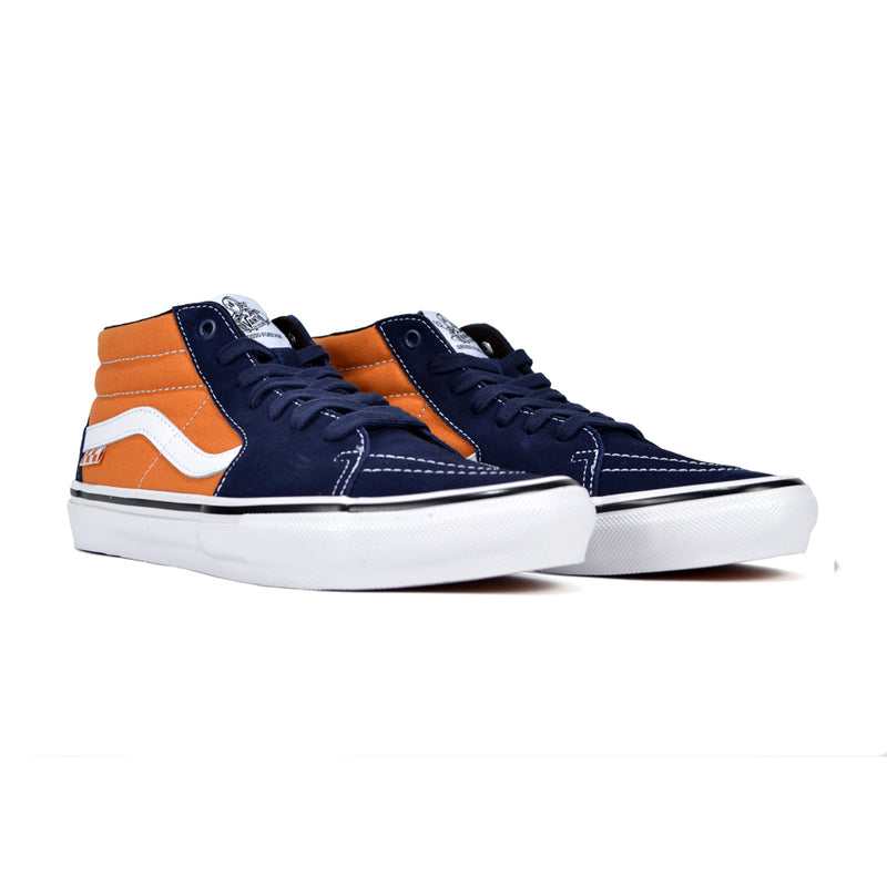 navy blue and orange vans