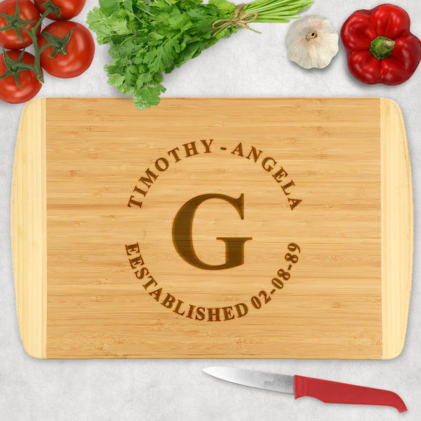 Wooden Cutting Board Initial Dots - Personalized Gallery