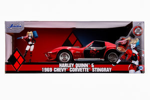 Jada 1/24 "Hollywood Rides" Harley Quinn 1969 Corvette (Red) w/Figure 7cm (JAD31196)