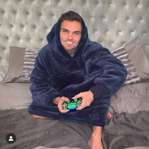 Sam Gowland in a navy Snuggy