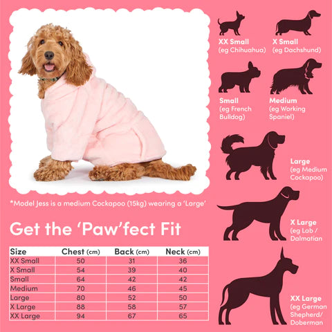 Pink Dog Snuggy size guide