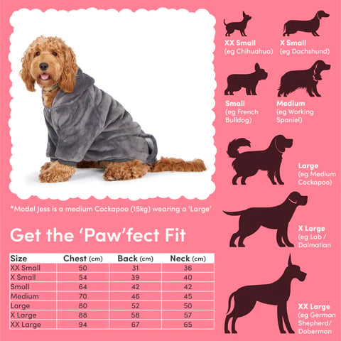 Grey Dog Snuggy Size Guide