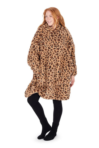 Leopard print hooded blanket