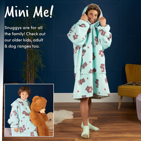 Snuggy Bear Print Matching Hooded Blankets