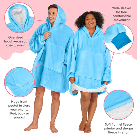 Snuggy blue hooded blanket benefits