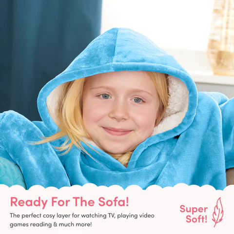 Snuggy blue kids hooded blanket details