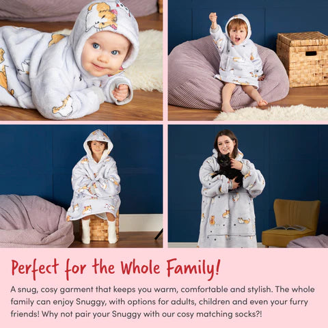 Snuggy Cat Print Hooded Blanket Family Sets