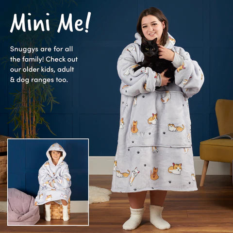 Snuggy Cat Print Matching Hooded Blankets