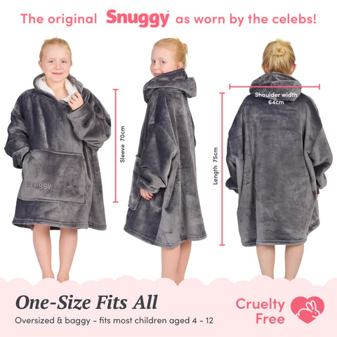 Snuggy Grey Kids Hooded Blanket Size Guide