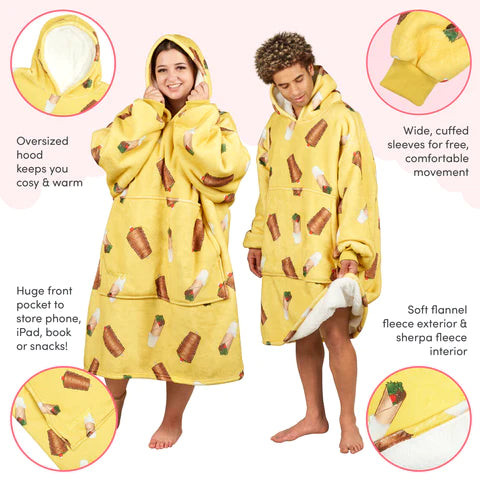 Snuggy Kebab Print Hooded Blanket benefits