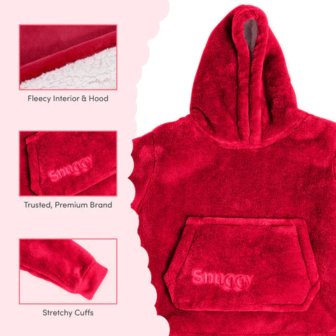 Snuggy Red Mini Fleece Hoodie Blanket details