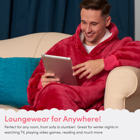 Snuggy Red Hooded Blanket overview
