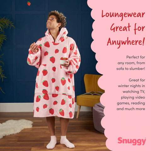 Snuggy Strawberry Hooded Blanket details