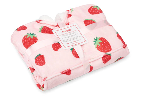 Strawberry print hooded blanket