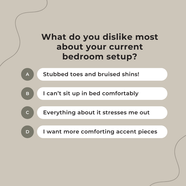 A question asking what you dislike most about your current bedroom setup