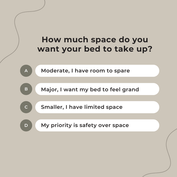 A quiz question asking how much space you want your bed to take up