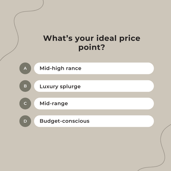 A quiz question asking what your ideal price point is