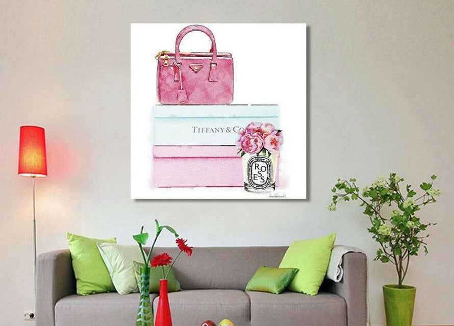Bags Flower Fashion Stretched Canvas Print
