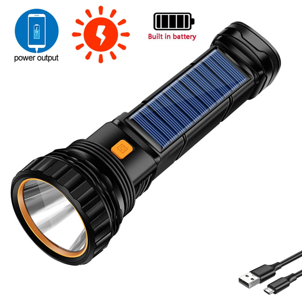 solar flashlight usb charger