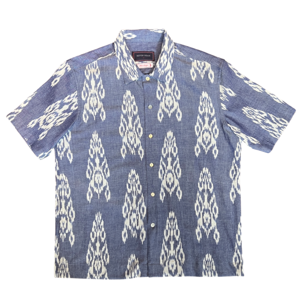 Hand Loomed Ikat Short Sleeve Shirt - BLUE – Kevin Seah Online
