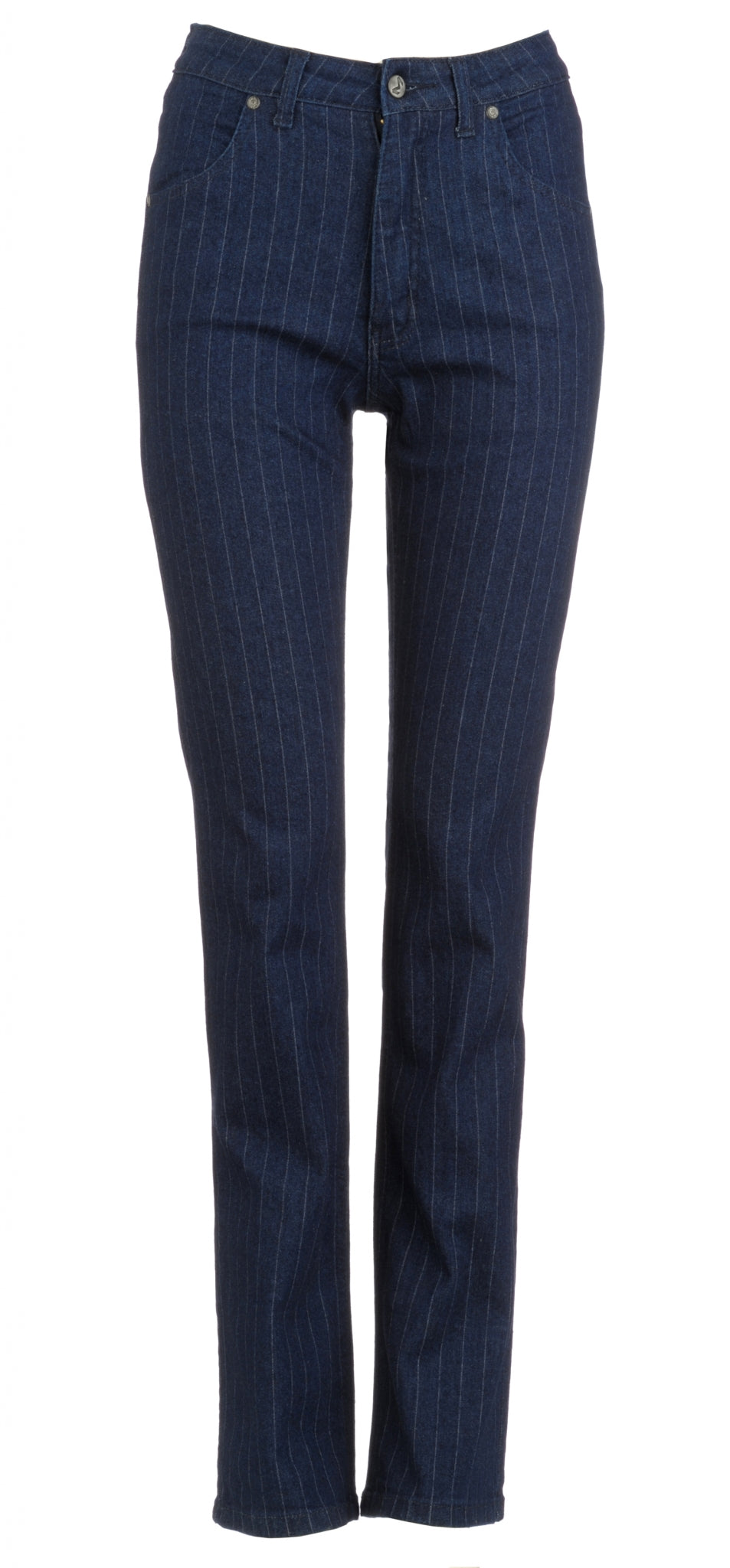 blue pinstripe jeans