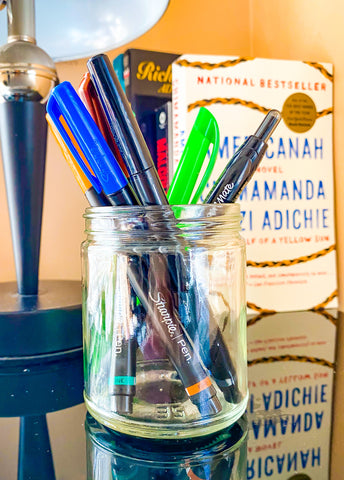 Turn your candle container into a pencil and pen holder! 