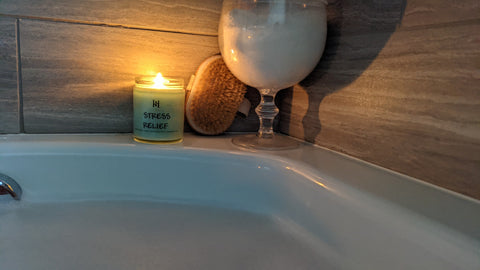 Stress Relief candle by the tub