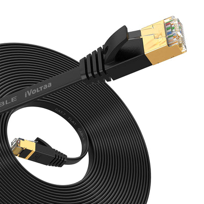 SatelliteSale RJ45 Cat-7 Network Ethernet SSTP Internet Cable 600 MHz 10  Gbps Universal Wire Black Cord