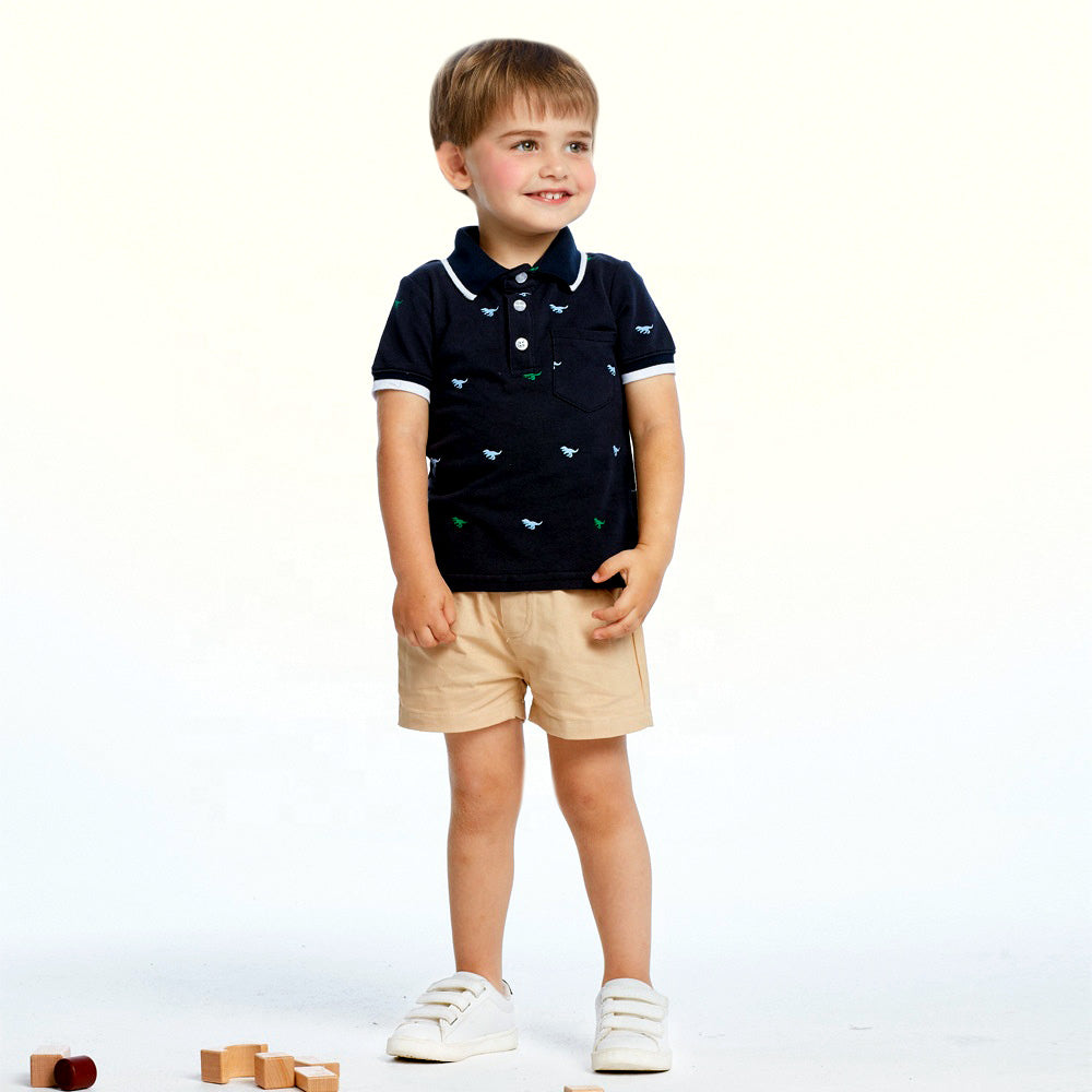 polo shirt with khaki shorts