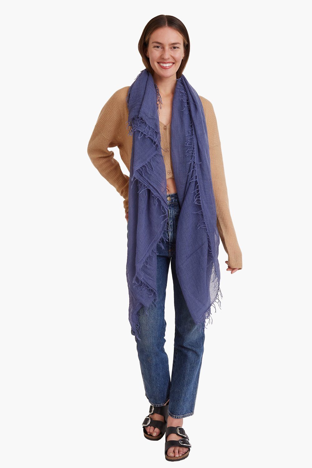 Crown Blue Cashmere And Silk Scarf