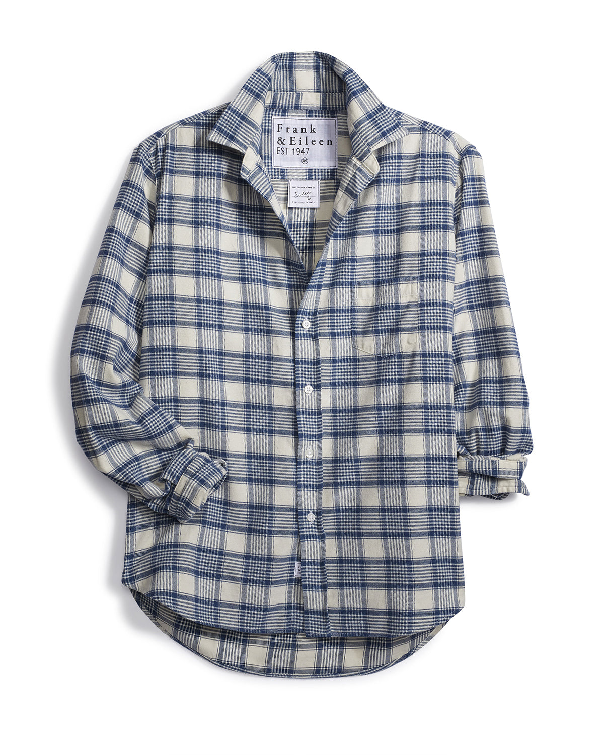 Eileen Flannel Plaid Button Down | Blue & Winter White