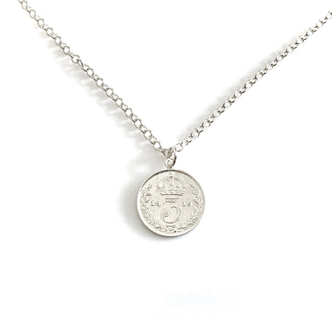 vintage silver 1919 coin necklace