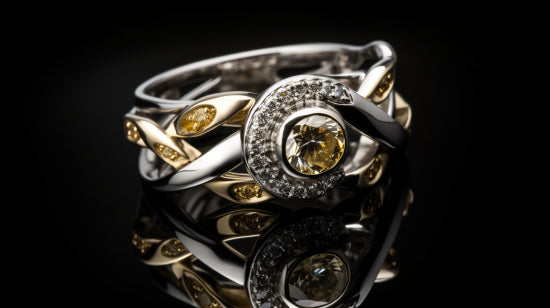 bands of gold seamlessly integrated with platinum settings