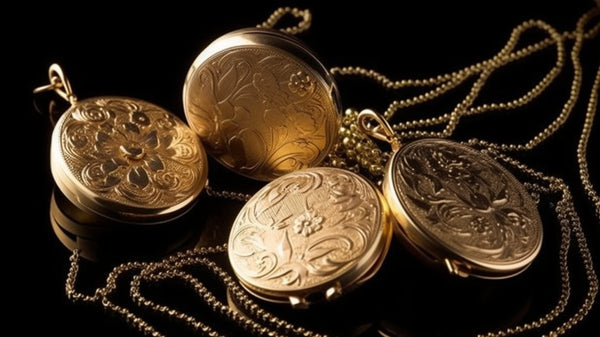 Diverse collection of Roberts & Co's gold lockets, symbolizing timeless beauty and sentimentality.